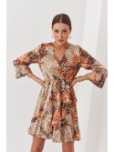 Rochie cu model negru caramel cu volane 304500 - Magazin online - Boutique